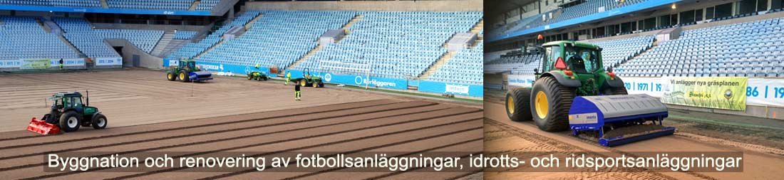 Vi utför byggnation och renovering av fotbollsanläggningar, idrotts- och ridsportsanläggningar